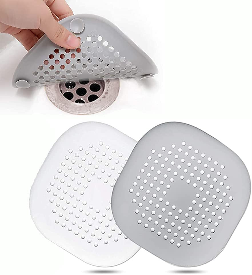 2pcs Silicone Drain Hair Catcher Sink Strainer Stopper Plug for Shower Bathroom