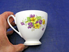 Lovely Queen Anne Tea Cup & Saucer - Yellow & Purple Flowers Bone China England — photo 4
