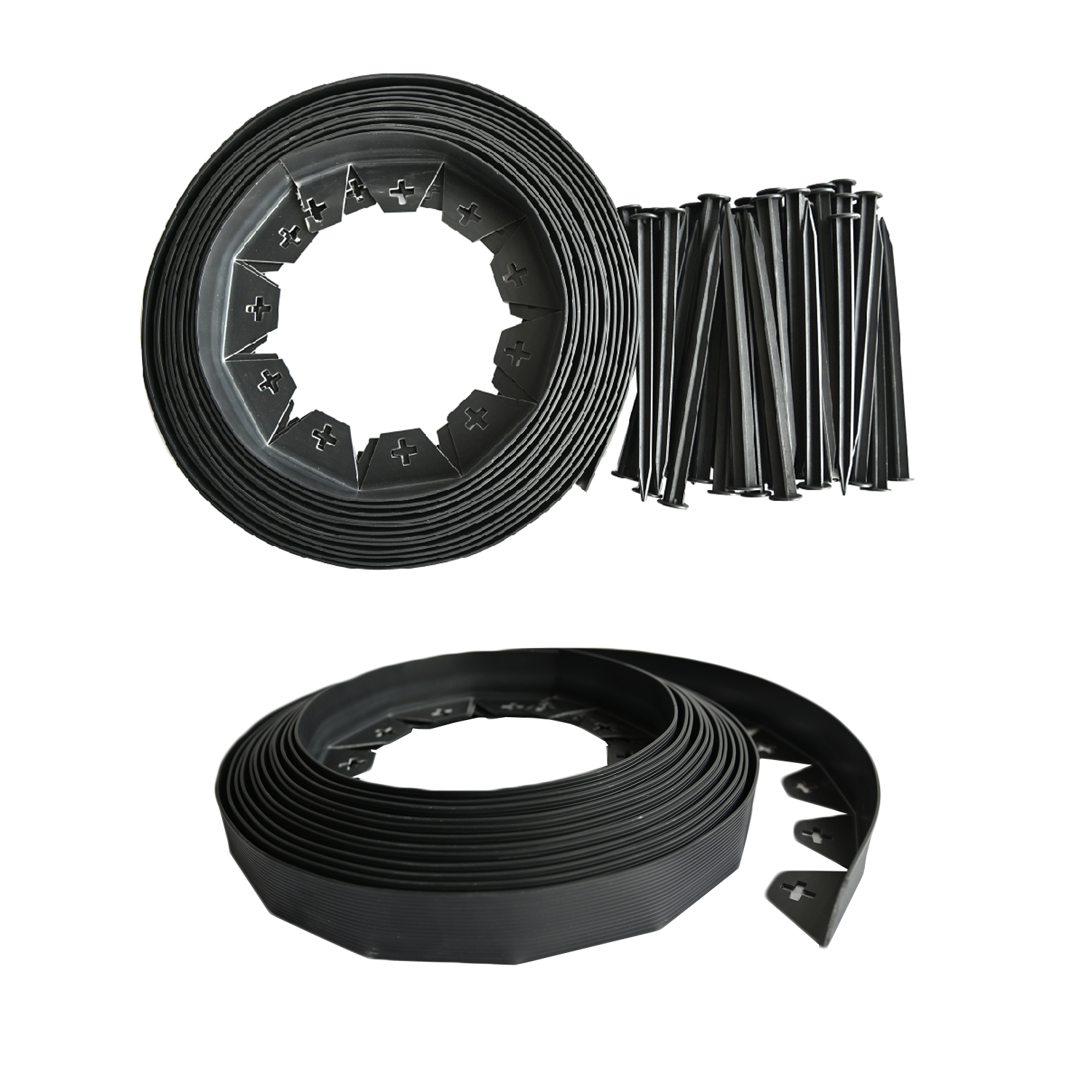 10M FLEXIBLE GARDEN LAWN EDGING WITH 40 PEGS GREY PLASTIC PATH BORDER VEG PATCH