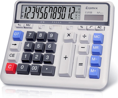 Comix Desktop Calculator Solar Battery Dual Power with 12-Digit Large LCD Dis...