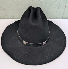 Dorfman Pacific Outback Wool Felt Fedora Hat Black Four Seasons Medium USA Scala