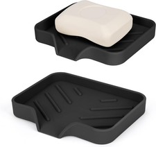 2 Pa Silicone Soap Dish, Self Draining Soap Dish, Non Slip Bar Soap and