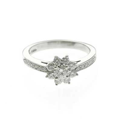 Tiffany Flora Diamond Ring Platinum Fashion Diamond Band Ring Silv... BF592510