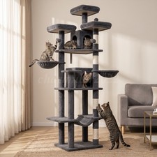 80 Inch Large Cat Tree Tower for Multiple Cats, Multi-Level Cat Tower Hammocks