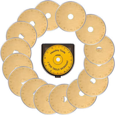 Titanium Coated 45Mm Rotary Cutter Blades 15 Pack Fits Olfa, Fiskars, Replacemen