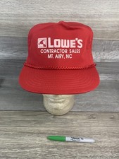 Vintage Lowe's Hat Cap Snap Back Red Contractor Sales Advertising Mens 80s Promo