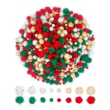 1200 Pieces Christmas Pom Pom Tinsel Glitter Pom Pom Balls for Crafts and Dec...