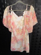 White house black market Flutter sleeve peach dress size 8