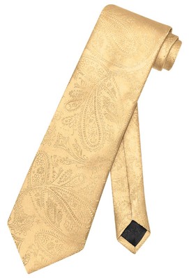 Vesuvio Napoli NeckTie GOLD Color Paisley Design Mens Neck Tie