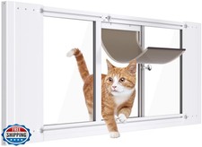 Cat Door for Window,Adjustable to Fits 33"-38" Width Sliding Wind