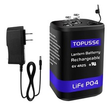 TOPUSSE Rechargeable 6 Volt 4.5AH LiFePO4 Lantern Battery with Charger 1 Pack