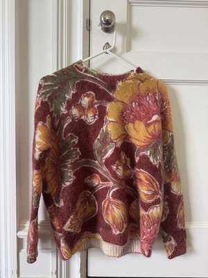 Sézane x Inoui Editions Floral Knit Crew Neck Pullover Sweater XXS Multi
