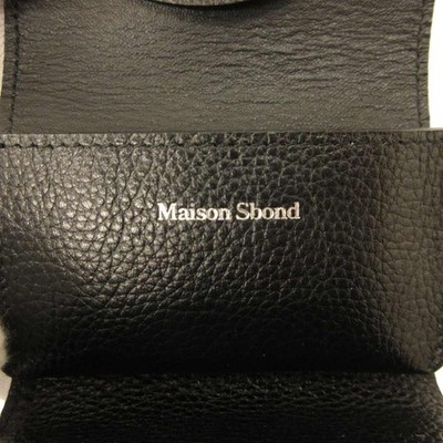 Maison Sbond Leather Wallet Trifold Black Men Excellent Used Japan