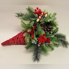 Vintage Christmas Plastic Wicker Decor Cornucopia