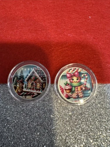 Christmas Advent Hayleybug (2) 1/10th oz Holiday Gingerbread House .999 Silver