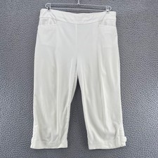 Chicos Pants Womens 1 US 8 Brigitte White So Slimming Tab Hem Capris Everyday