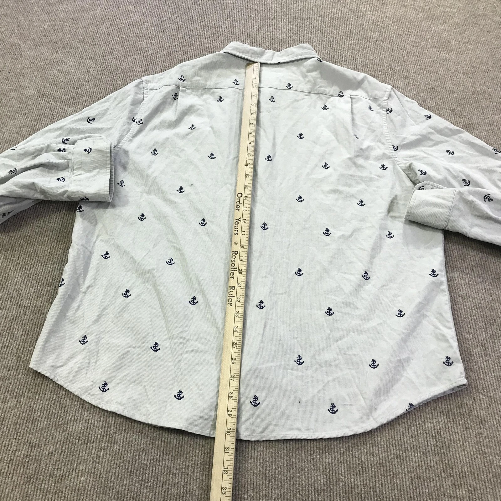 Nautica Shirt Mens 2XL Grey Classic Fit Anchor Print Button Front Nautical - product detail image 9