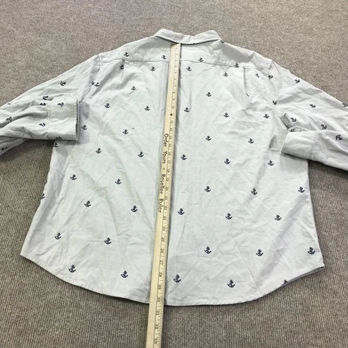 Nautica Shirt Mens 2XL Grey Classic Fit Anchor Print Button Front Nautical image 9