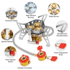 Winter Windproof Stove and Piezo Ignition 1 LB Propane Tank Adapter 6800W