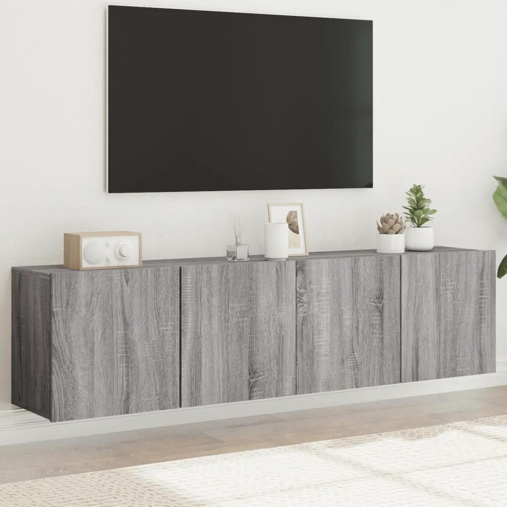 Vidaxl (Grey Sonoma, 80 X 30 X 41 Cm/ 2 Pcs) Tv Cabinets Wall-Mounted Floating Tv Unit Floating Shelves Tv Stand - Image 2