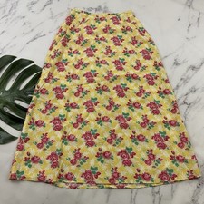 Liz Claiborne Womens Vintage Y2k Maxi Skirt Size 6 Yellow Pink Picnic Floral