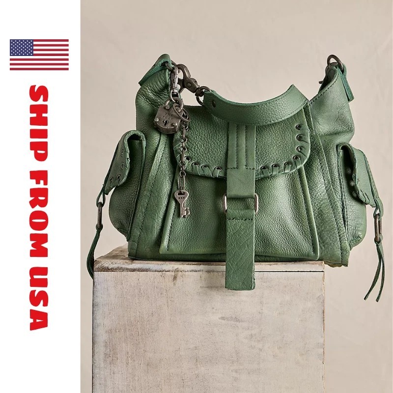 We The Free Baby Leigh Distressed Tote Bag by Free People in Secret Sage