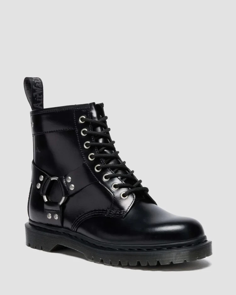 ゆ Dr. Martens 1460 HARNESS 8 Hole Boots Black Unisex Japan New Auth