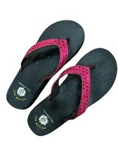 Yellow Box Ladies Flip Flops with super soft Mellow Mat footbed Fuchsia Sequin 8