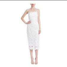 Badgley Mischka - Strapless Guipure Lace Midi Dress - Size 0, New With Tags