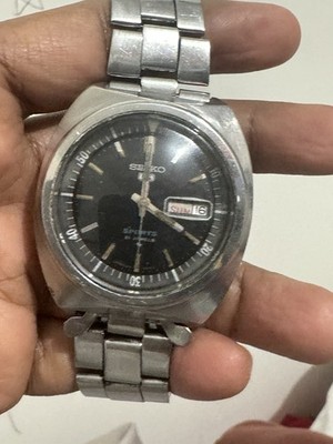 Vintage Seiko 5 Sports 21 Jewels Steel Roman Days Seiko 6309 BLACK