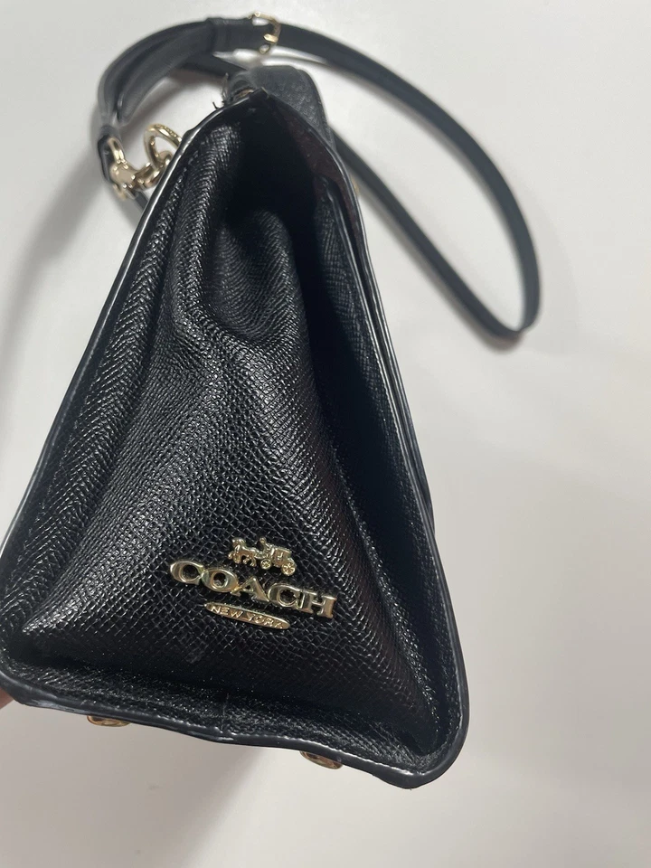 Coach Black Crossgrain Leather Turnlock Crossbody Satchel Gold Hardware - Image 4 of 4