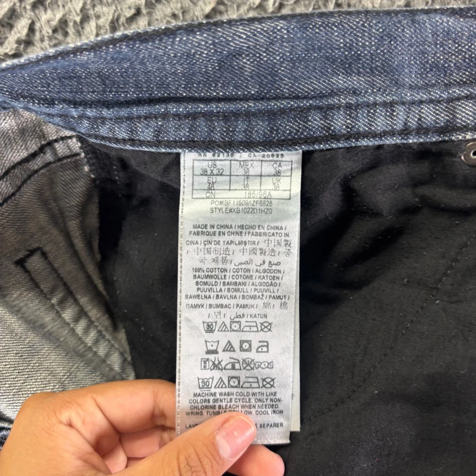 Guess Jeans Mens 38x32 Blue Dark Wash Cotton Relaxed Straight Rowland Baggy - Image 4 of 4