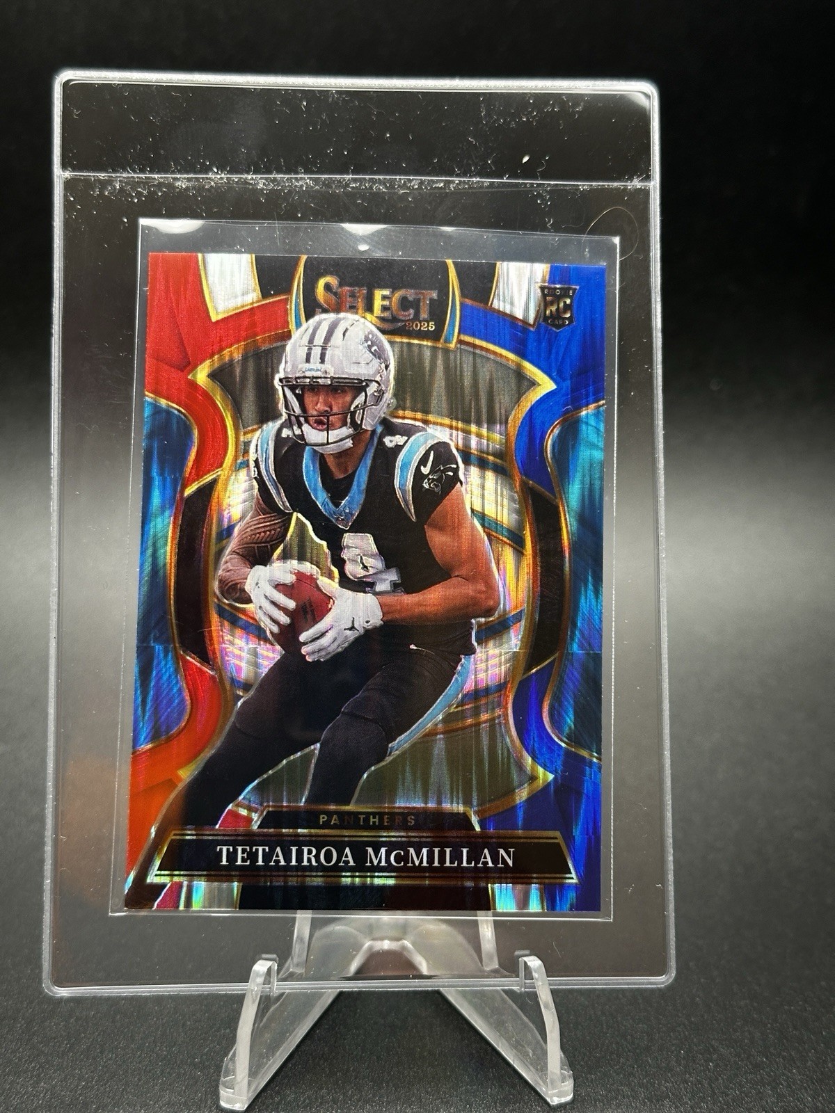 2025 Panini Select Tetairoa McMillan #44 Red and Blue Prizm Shock RC Panthers