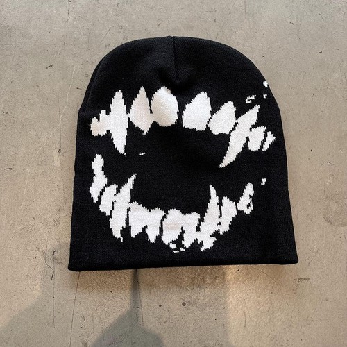 Women Hat Knitting Beanies Goth Tooth Caps Men Y2k Streetwear Winter Fashion - Picture 5 of 14