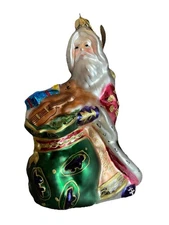 FRITZ  & FLOYD SANTA WITH TOY BAG GLASS CHRISTMAS TREE ORNAMENT 2002 No Box