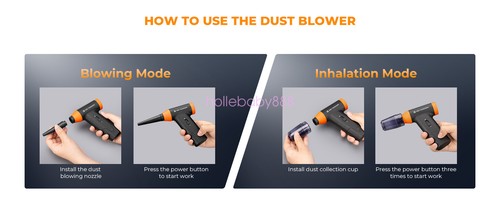 Cordless Electric Air Duster 2-in-1 Blower & Suction for PC/Keyboard/Camera Dust - Afbeelding 15 van 19