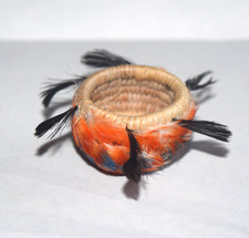 Rare Tiny California Pomo Feather Basket Native American Miniature #6