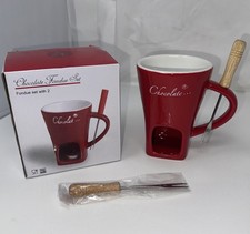 Chocolate Fondue Cup Set Ceramic Melting Mug With Extra Fondue Fork