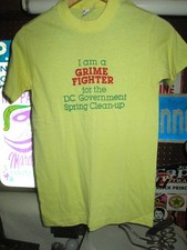 GRIME FIGHTER Vtg 70s 1980s DC Government Cleanup Eco Environmental t shirt S/XS