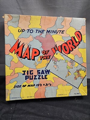 Vintage Up To The Minute Map Of The World Jig Saw Puzzle 19.5'' X 31.5''  