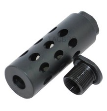 Black Anodized Aluminum 1/2x28 Muzzle Brake for 9MM w/ Crush Washer