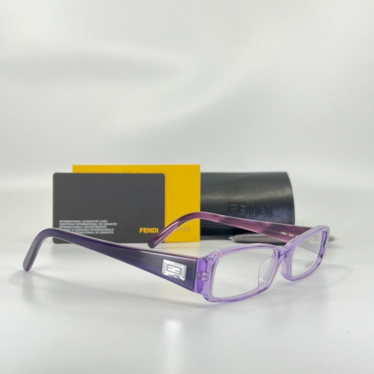 Fendi F891 513 Eyeglasses Purple Womens Rectangular Frames w Fendi F891 513 Eyeglasses Purple Womens Rectangular Frames w