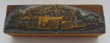 Vintage Printing Letterpress Printers Block Grass Hut