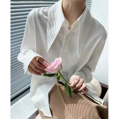 Office Women Elegant Chiffon Shirt Long Sleeves Tops Pointed Collar Blouse Shirt