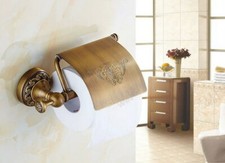 Antique Brass Wall Mount Bathroom Waterproof Toilet Paper Roll Holder 2ba487
