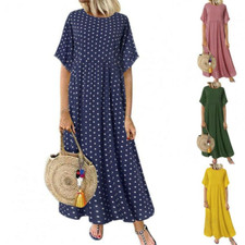 Comfortable Evening Club Maxi Dress Dots Holiday Long Skirt Polka Dots