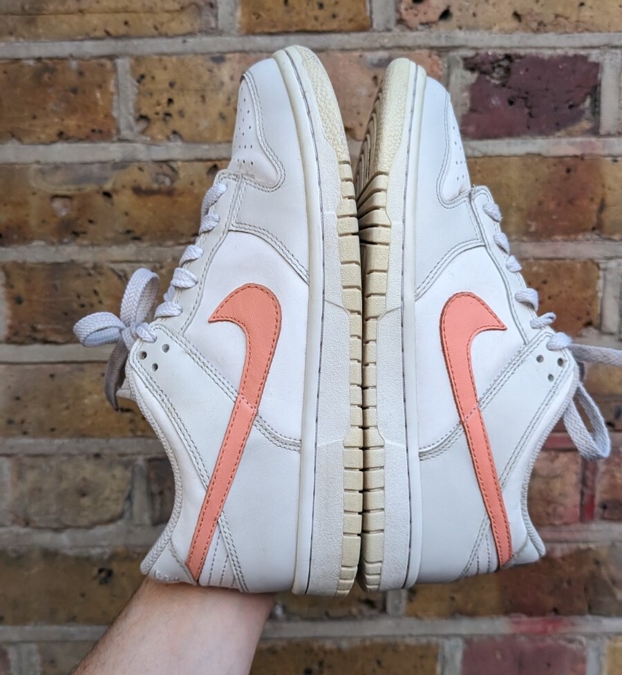 peach and white dunks