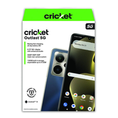 Cricket Wireless Outlast 5G, 128GB, 6GB RAM, 8MP FF Camera, Midnight Majesty