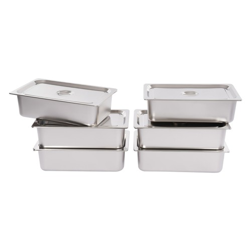6 Pack Full-Size Deep Stainless Steel Steam Table Pans Hotel Food Prep Pan - Picture 14 of 20