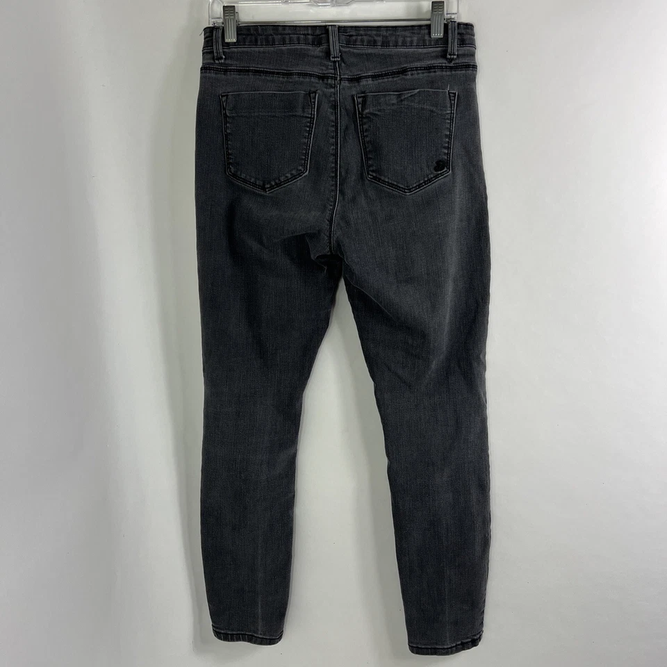 Indigo Rein 牛仔裤女式 11 码紧身踝炭灰色水洗中腰 — 第 4/4 张图片